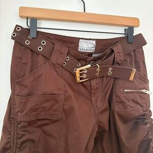 Brown Silver Buckle Cinched Cargo Pants